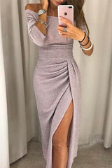 Shiney | Women’s Off-Shoulder Ruched Midi Dress