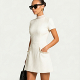Pearlisse | Women’s Pearl-Trim Mini Dress