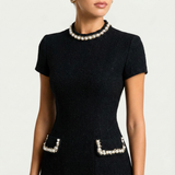 Pearlisse | Women’s Pearl-Trim Mini Dress