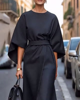 Celesia | Women’s Lantern Sleeve Belted Dress