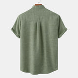 Alarie | Men’s Heathered Linen-Blend Collarless Shirt