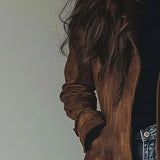 Astra | Women’s Brown Suede Longline Coat