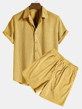 Caden | Men’s Corduroy Short-Sleeve Shirt & Shorts Set