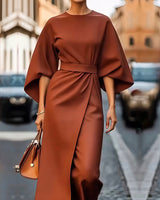 Celesia | Women’s Lantern Sleeve Belted Dress