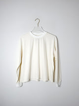 Cropped Long Sleeve T Shirt in Washed White | Women's Relaxed Fit Top in Hemp and Organic Cotton