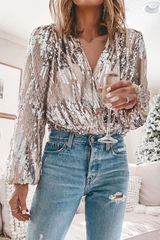 Dania | Women’s Sequin V-Neck Evening Blouse