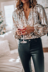 Dania | Women’s Sequin V-Neck Evening Blouse