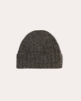 Dark Charcoal Alpaca Cuffed Beanie Hat | Rib Knit for Ultimate Warmth and Style