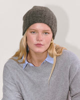 Dark Charcoal Alpaca Cuffed Beanie Hat | Rib Knit for Ultimate Warmth and Style