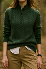 Francesca | Women’s Cable Knit Button-Up Sweater