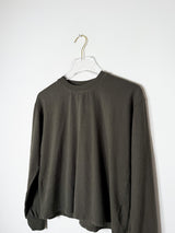 Olive Green Long Sleeve Crop Top for Women | Relaxed Fit Hemp Cotton Blend Tee