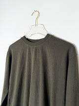 Olive Green Long Sleeve Crop Top for Women | Relaxed Fit Hemp Cotton Blend Tee