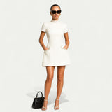Pearlisse | Women’s Pearl-Trim Mini Dress