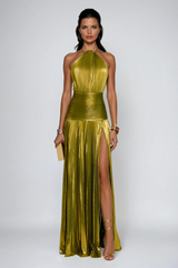 Peridelle | Women’s Metallic Halter Maxi Dress
