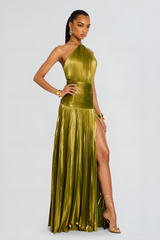 Peridelle | Women’s Metallic Halter Maxi Dress