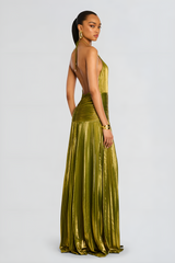 Peridelle | Women’s Metallic Halter Maxi Dress