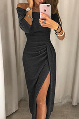 Shiney | Women’s Off-Shoulder Ruched Midi Dress