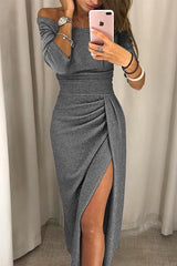 Shiney | Women’s Off-Shoulder Ruched Midi Dress