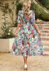 Roxie | Women’s Floral Puff Sleeve Midi Dress