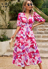 Roxie | Women’s Floral Puff Sleeve Midi Dress