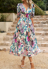Roxie | Women’s Floral Puff Sleeve Midi Dress