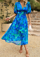 Roxie | Women’s Floral Puff Sleeve Midi Dress