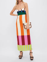 Valmera | Women’s Colour-Block Striped Midi Dress
