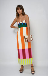 Valmera | Women’s Colour-Block Striped Midi Dress