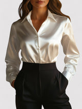 Velora | Women’s Long-Sleeve Satin Blend Blouse