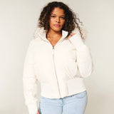 Zarelle | Women’s Cropped Faux Fur Trim Puffer Jacket