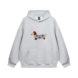 Embroidered Puppy Oversized Hoodie | Unisex Casual Graphic Pullover Hoodie