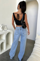 Elowen | Low Rise Straight Leg Light Wash Jeans